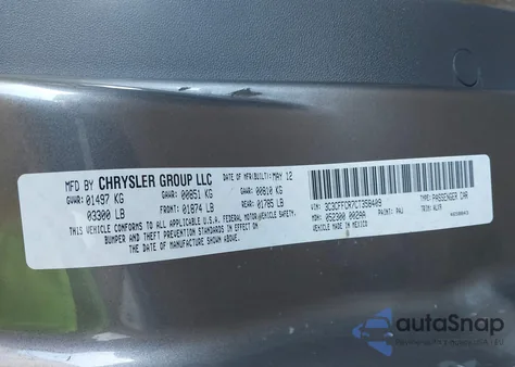 2012 Fiat 500 Lounge z USA, uszkodzony, nr VIN 3C3CFFCR7CT358409